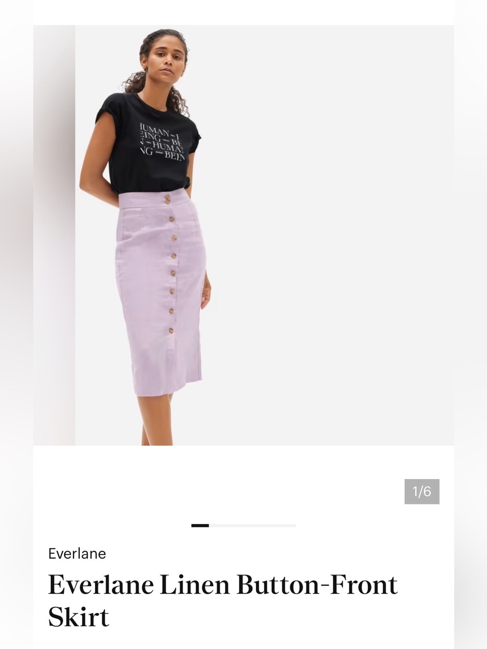 Everlane button front linen skirt